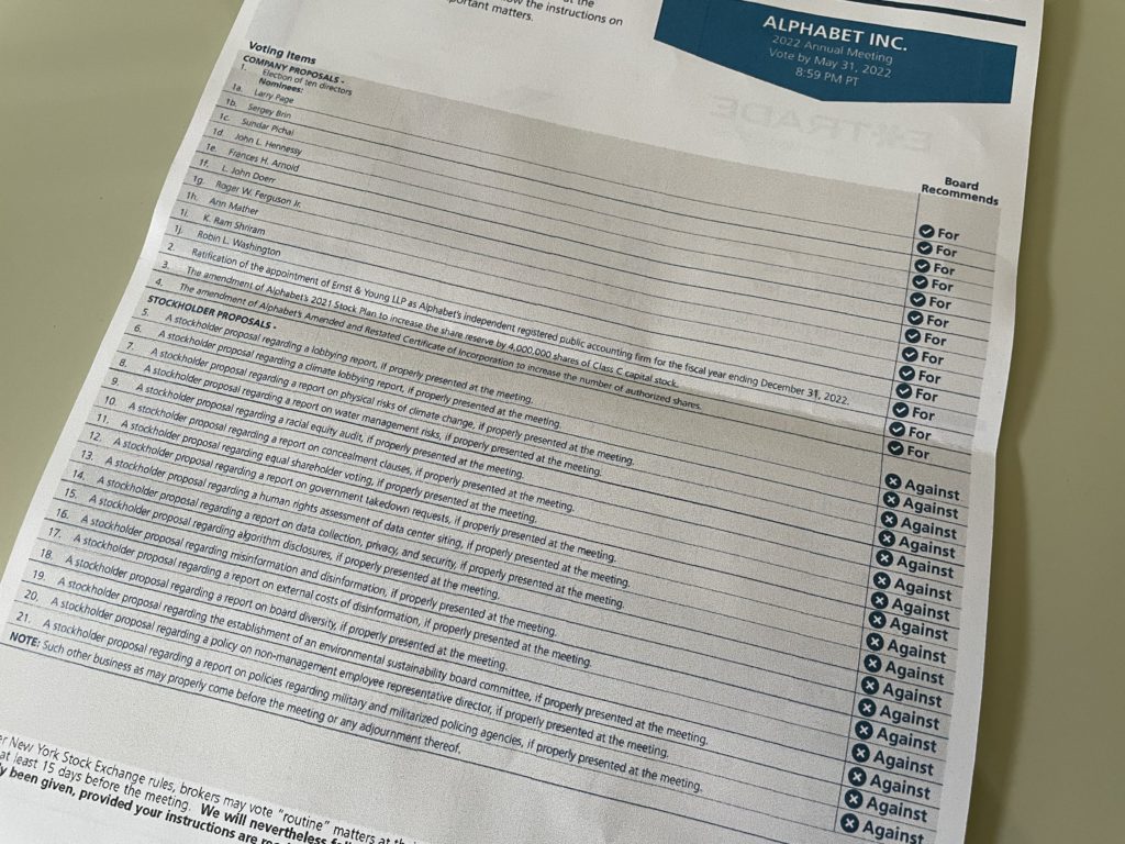 Google Proxy Ballot